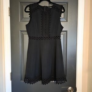 Zara Black Sleeveless Mini Dress with Lace Trim
